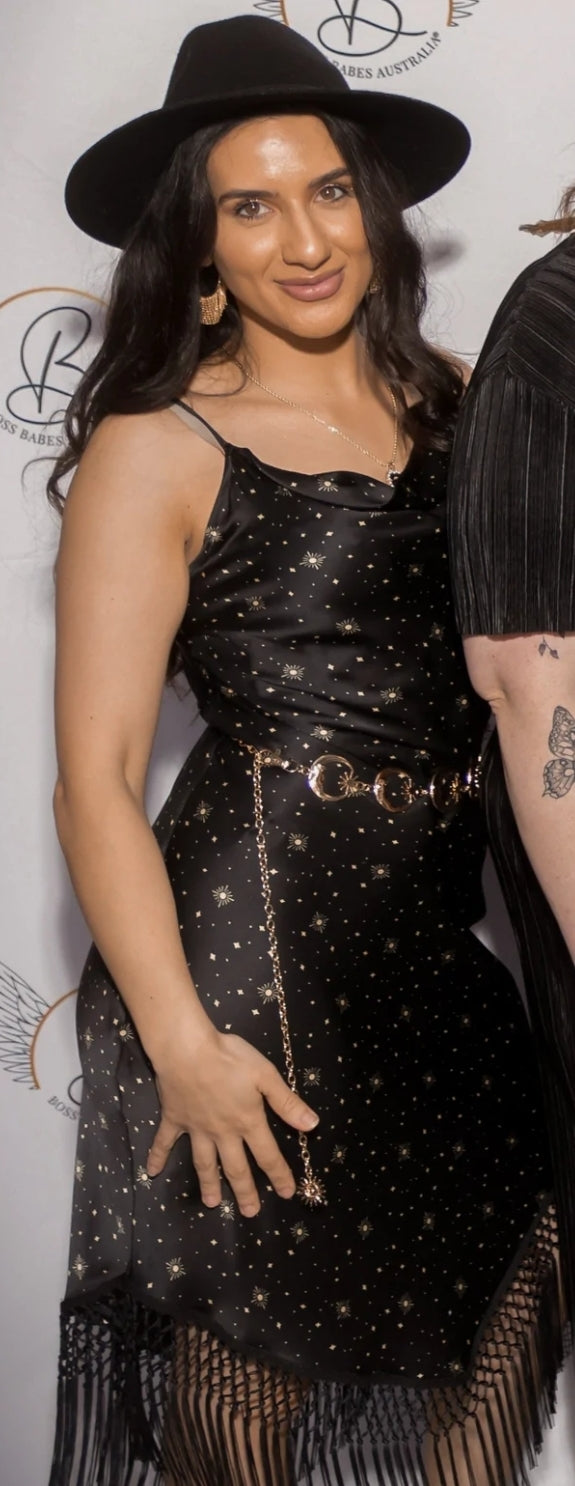 Star Crossed Lovers Fringed Silk Midi Dress