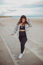 Load image into Gallery viewer, Eco-Luxe or Eco-Lux Recycled Polyester active wear fabric, these women’s leggings are super soft, with a stunning matte black look, Size Inclusive, Sports wear, Gym Enthusiast, Yoga, Pilates, Fitness Fanatic, High-End, Plus -size, Eco-friendly, Organic, Stylish, Classic, Premium, Sacred Circus, Tight-fit, High-stretch, running, High waist, Everyday wear, comfortable, quality.