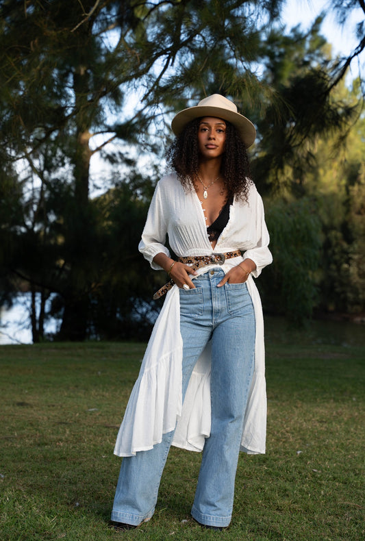 Casablanca Midi Duster Dress {off white}