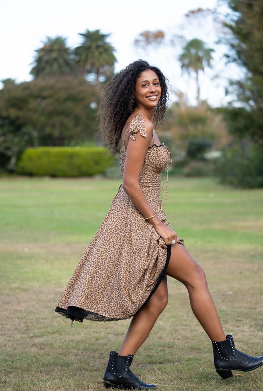 Corset Midi Dress {Leopard}