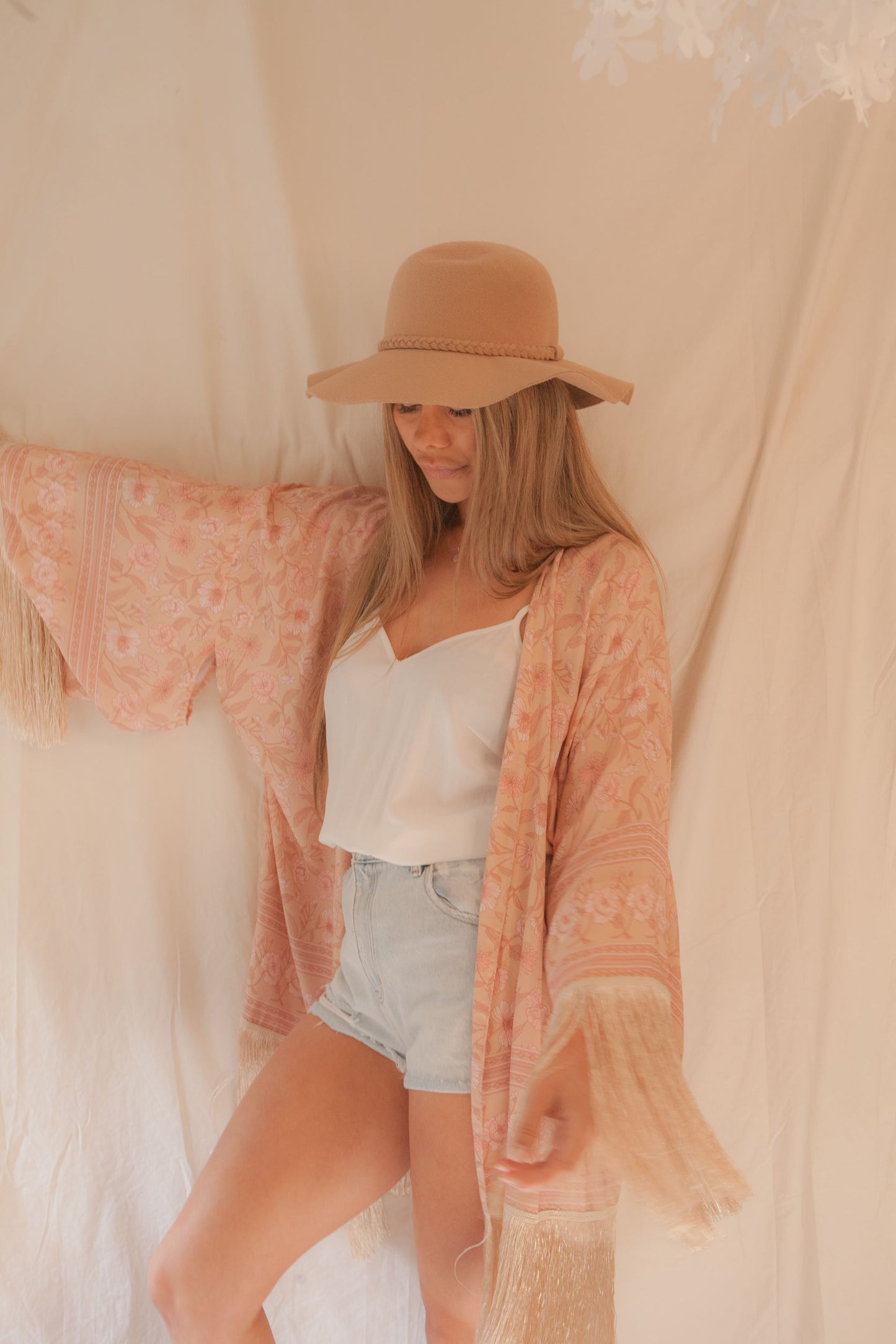 Women’s Kimono, Size Inclusive, Sustainable Fashion, Fashionable, Layering Pieces, Robe, Dress, Go Green, Spring Summer, Eco-friendly, Self-love, Quality, Sacred Circus, Long-sleeves, Eco-friendly, Organic, Stylish, Graceful, Sophisticated, Goddess, Conserve, Luxe, High-End, Premium, Floral, Gold tassels, Soft Viscose Fabric.