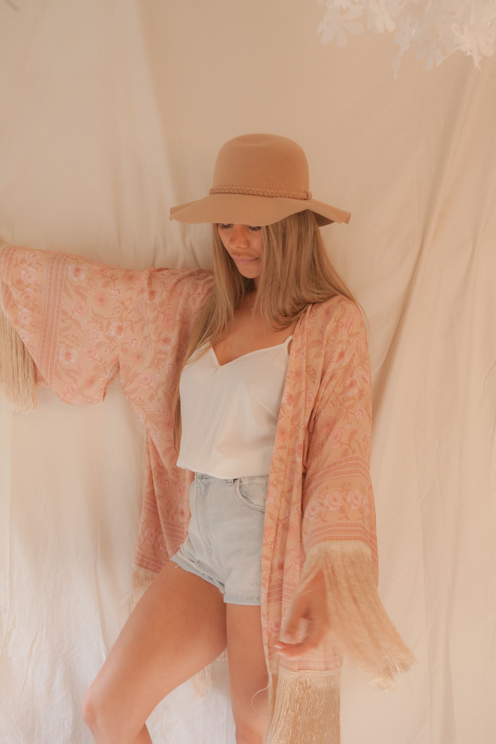 Women’s Kimono, Size Inclusive, Sustainable Fashion, Fashionable, Layering Pieces, Robe, Dress, Go Green, Spring Summer, Eco-friendly, Self-love, Quality, Sacred Circus, Long-sleeves, Eco-friendly, Organic, Stylish, Graceful, Sophisticated, Goddess, Conserve, Luxe, High-End, Premium, Floral, Gold tassels, Soft Viscose Fabric.